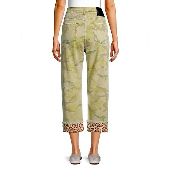 ONE TEASPOON Bandits High Waist Cropped‎ Boyfriend Straight Leg Camo Jeans 30 - Picture 12 of 16
